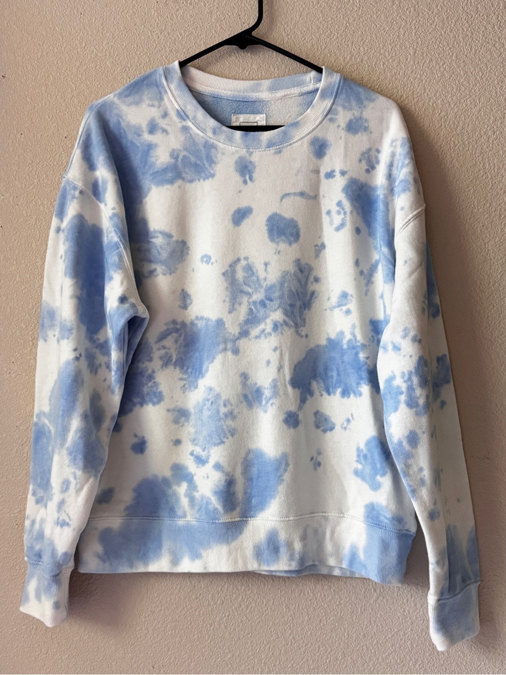Reflex Light Blue and White Tie-Dye Crewneck Sweater